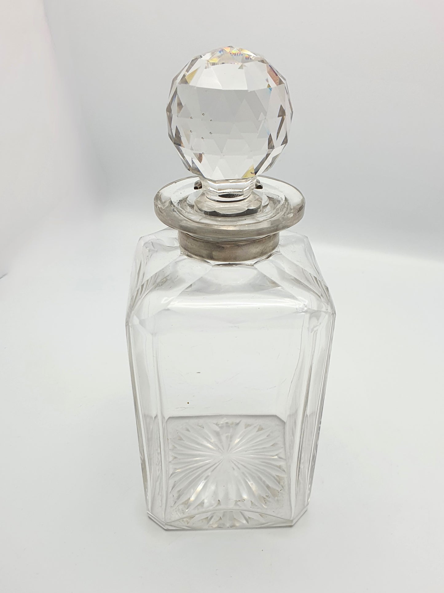 Stunning Antique Edwardian Silver and Cut-Crystal Locking Decanter - 1907