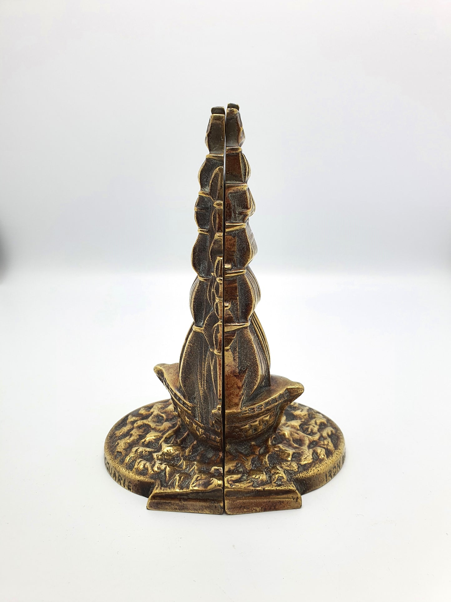 Wonderful Pair of Tall Ship Brass Book Ends - circa 1930