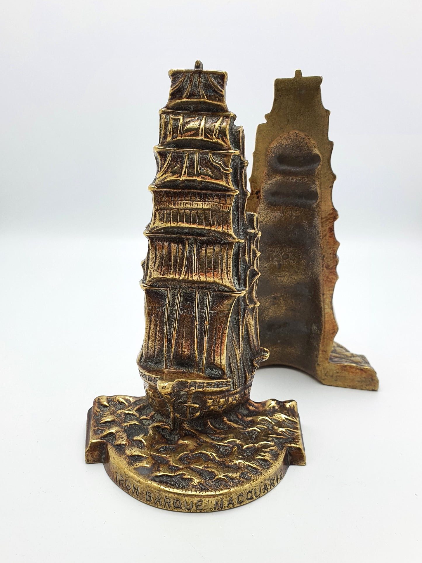 Wonderful Pair of Tall Ship Brass Book Ends - circa 1930