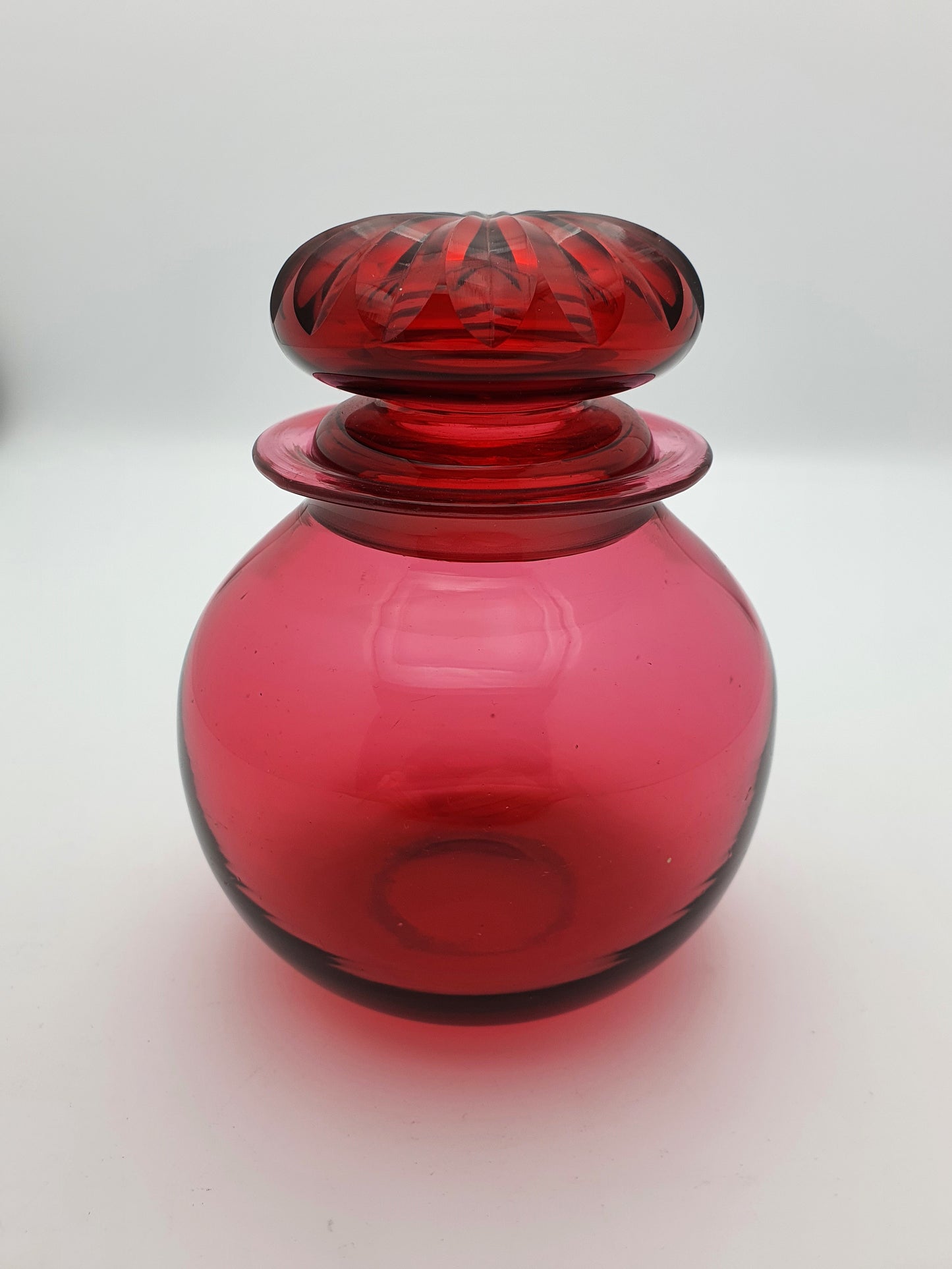 Lovely Edwardian Cranberry Glass Jar - circa 1905