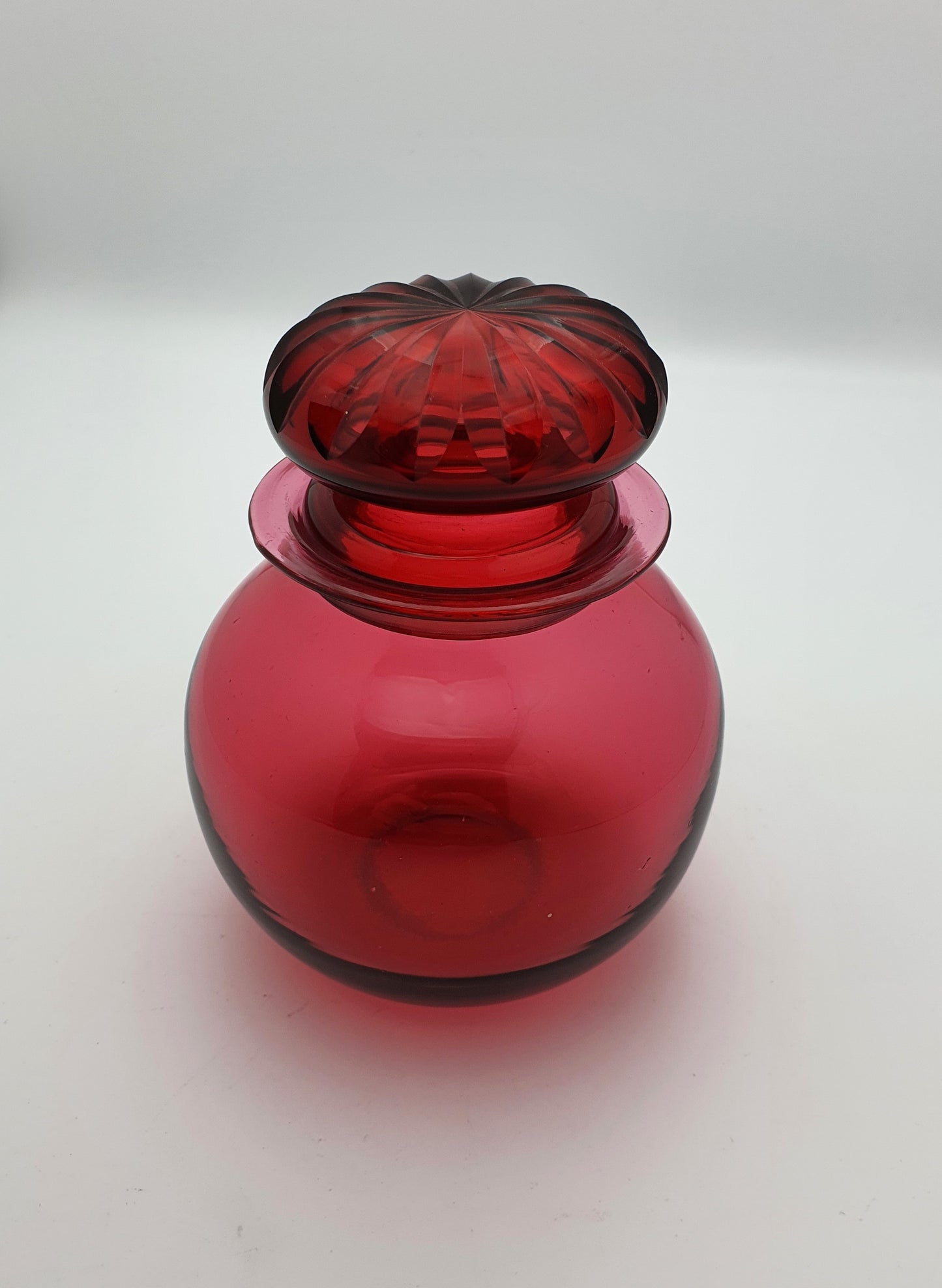 Lovely Edwardian Cranberry Glass Jar - circa 1905