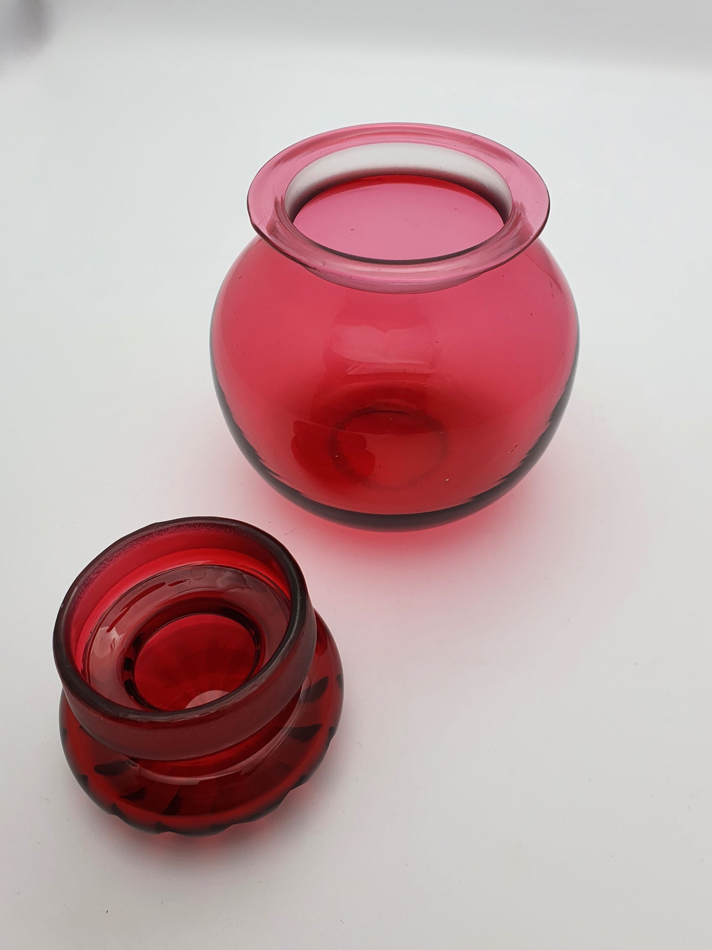 Lovely Edwardian Cranberry Glass Jar - circa 1905