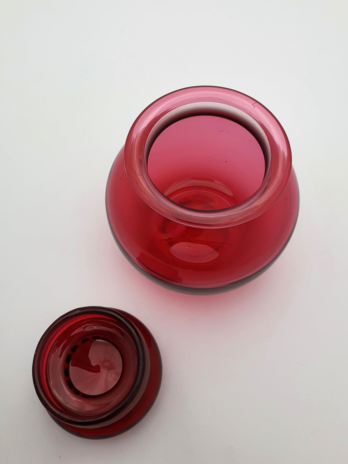 Lovely Edwardian Cranberry Glass Jar - circa 1905