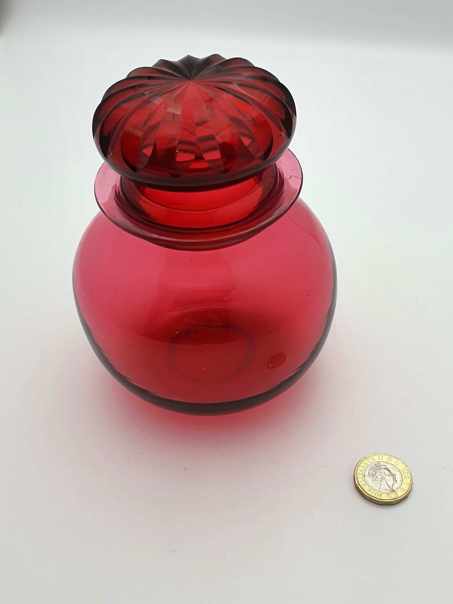 Lovely Edwardian Cranberry Glass Jar - circa 1905