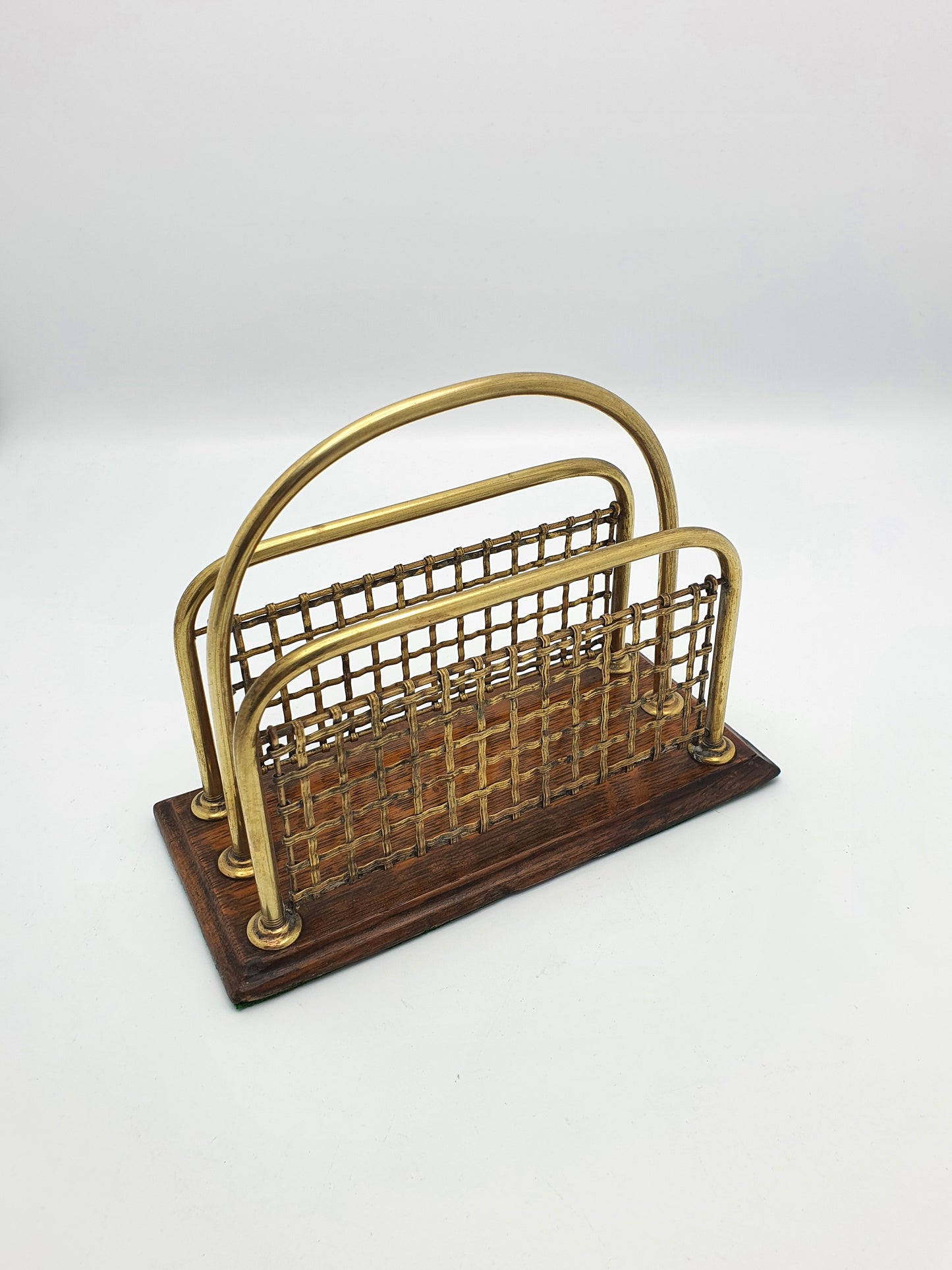 Lovely Edwardian Brass & Oak Letter Rack - circa 1905