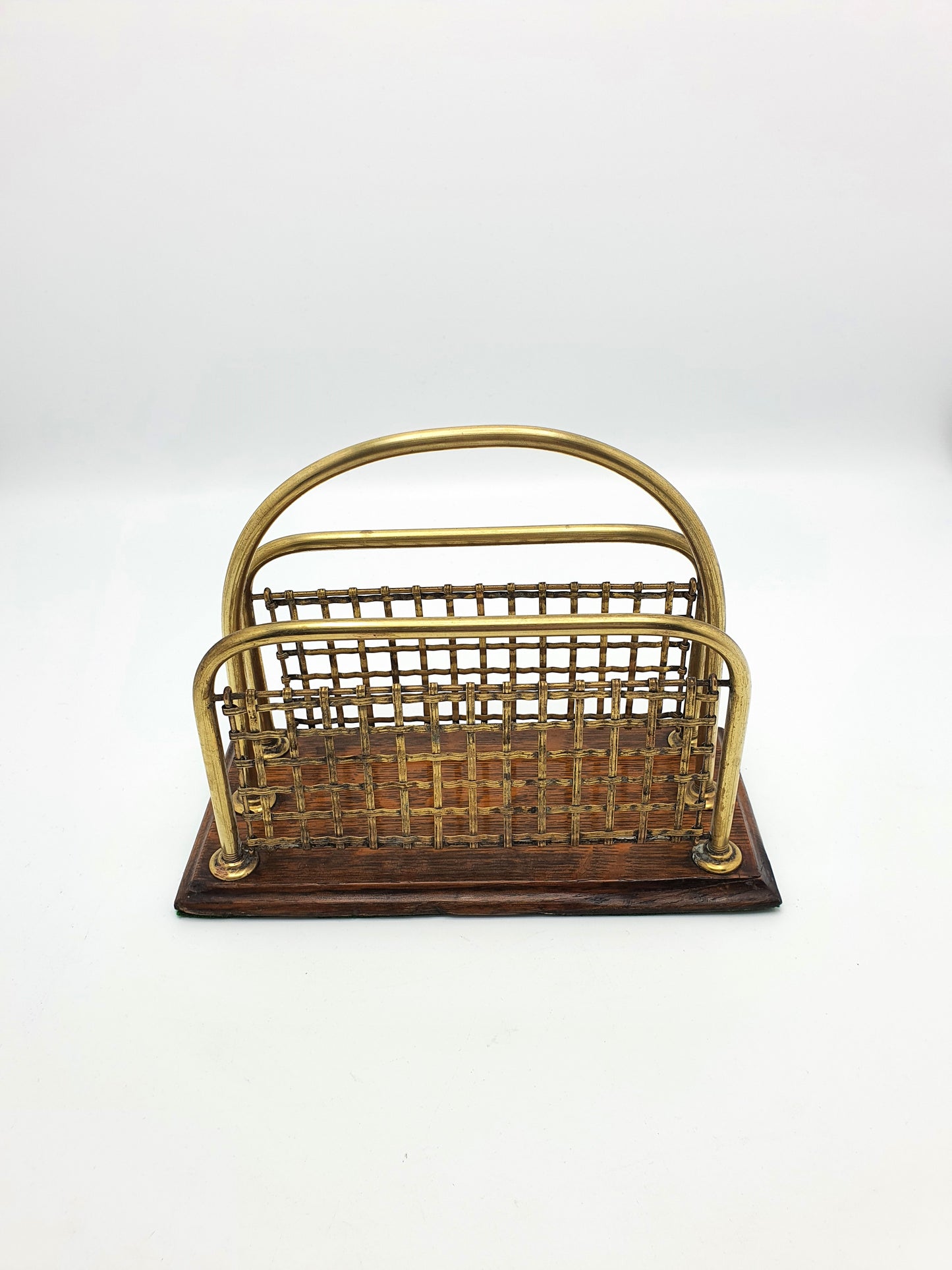 Lovely Edwardian Brass & Oak Letter Rack - circa 1905