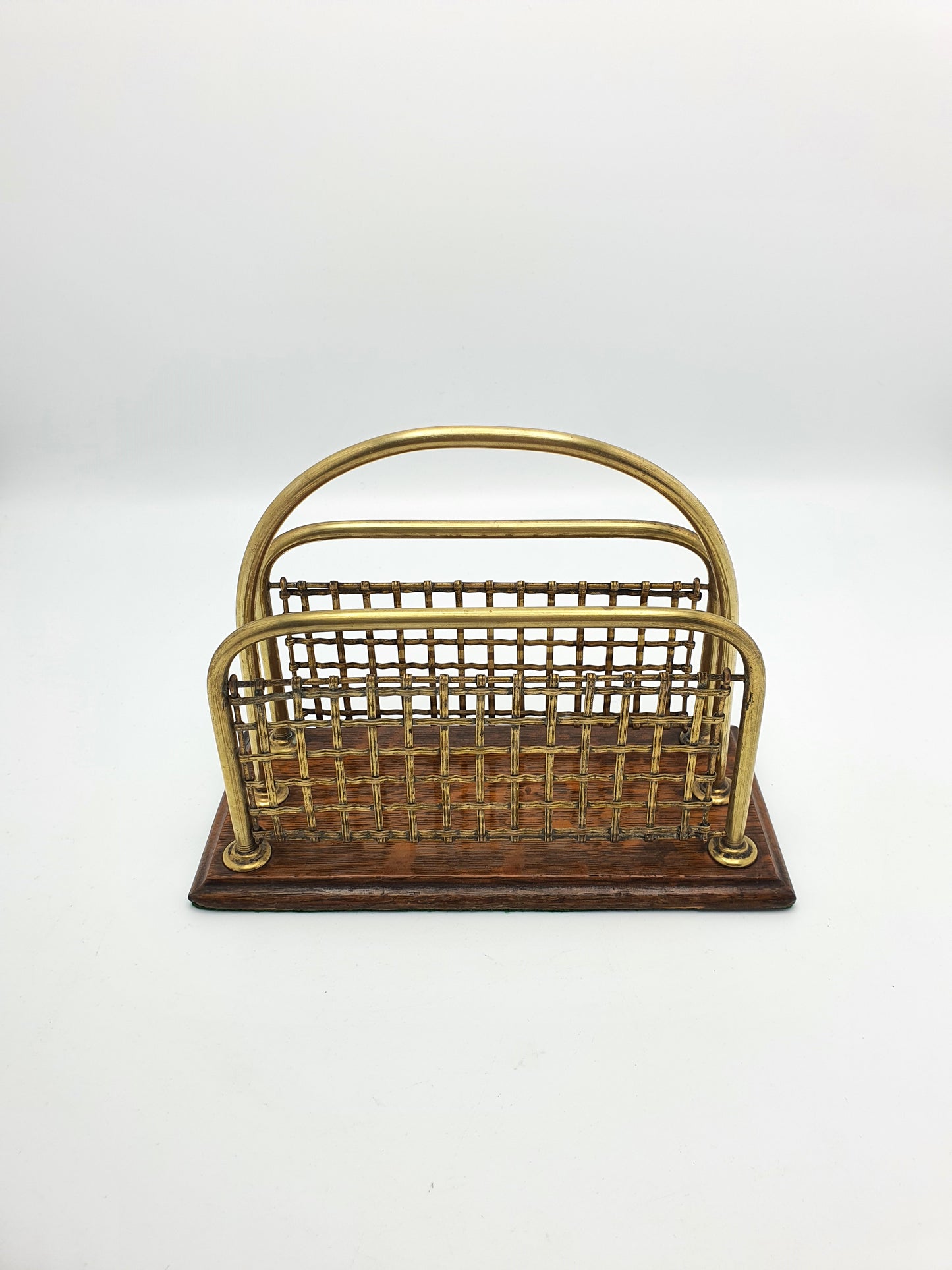 Lovely Edwardian Brass & Oak Letter Rack - circa 1905