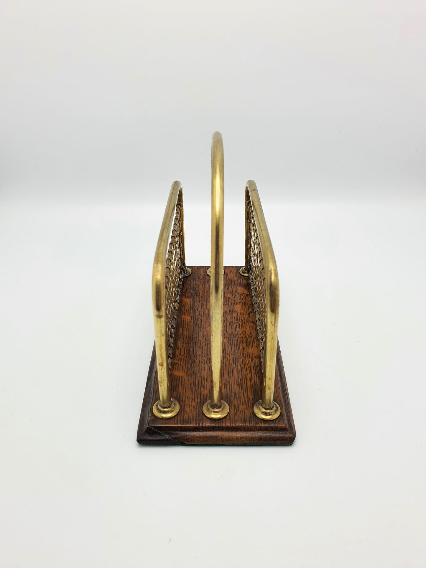 Lovely Edwardian Brass & Oak Letter Rack - circa 1905