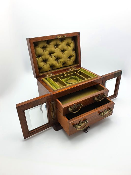 Gorgeous Victorian Antique Walnut Jewellery Chest - circa 1890