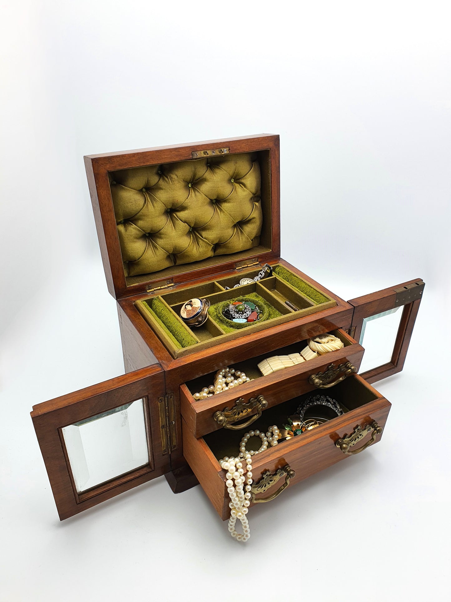 Gorgeous Victorian Antique Walnut Jewellery Chest - circa 1890