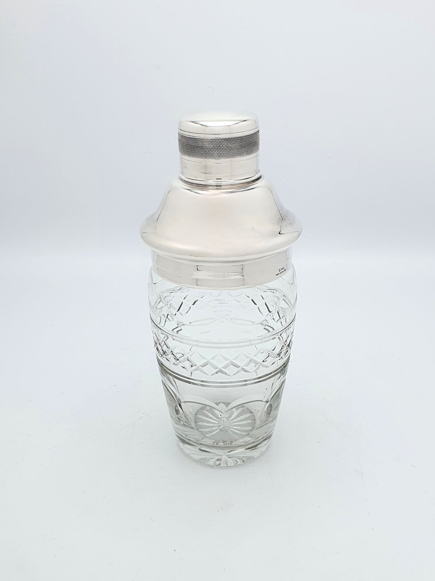 Super Cut Glass & Silver-Plated Cocktail Shaker - circa 1950