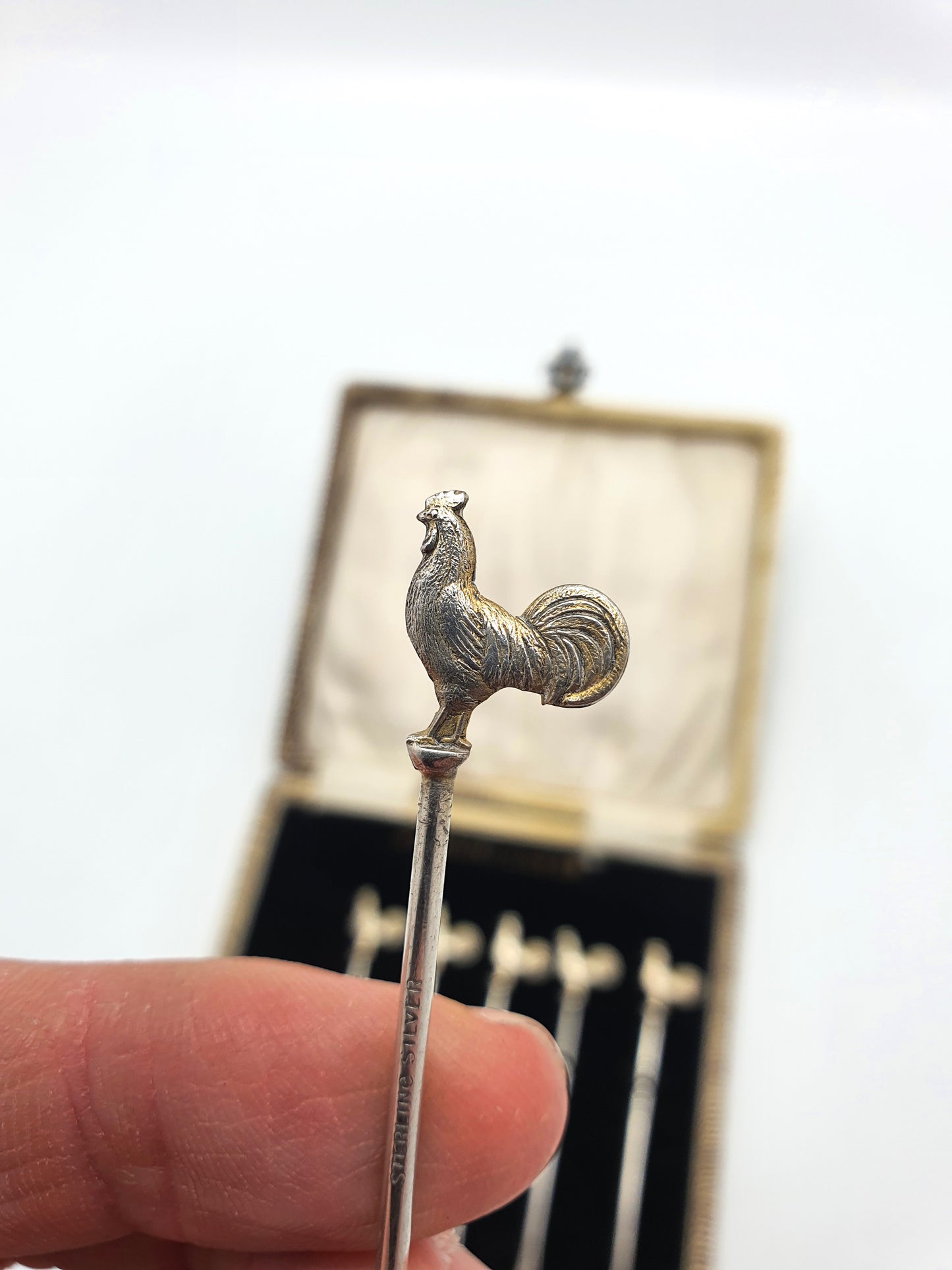 Nice Boxed Set of 6 Sterling Silver Cocktail Sticks - circa 1930