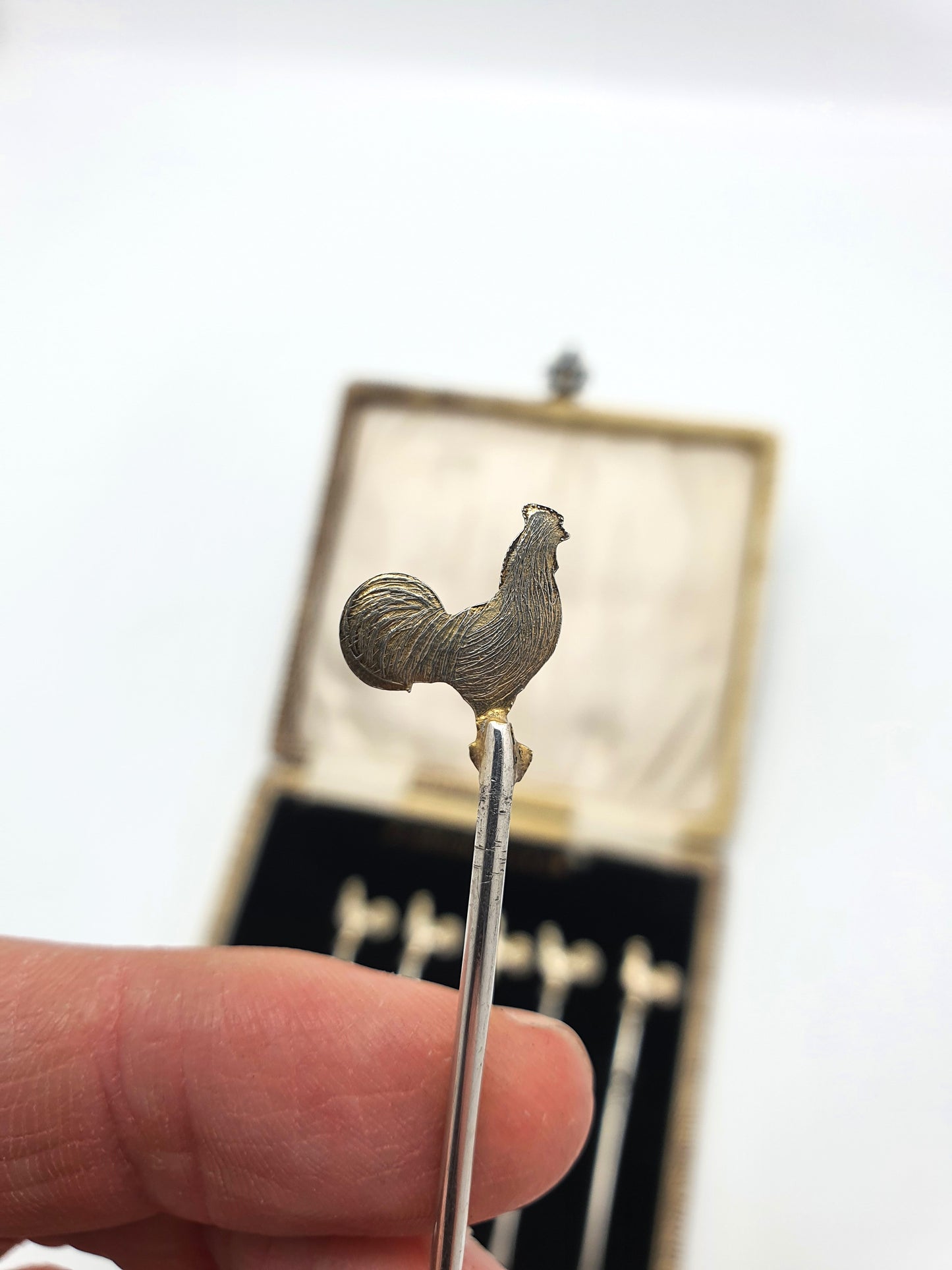Nice Boxed Set of 6 Sterling Silver Cocktail Sticks - circa 1930