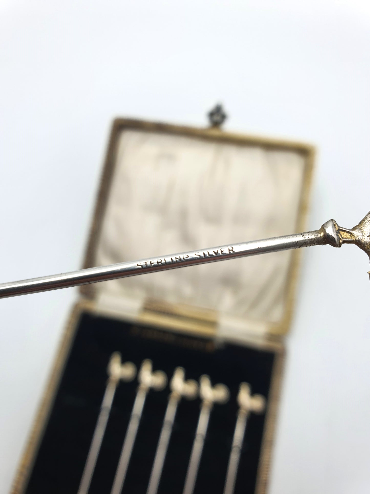 Nice Boxed Set of 6 Sterling Silver Cocktail Sticks - circa 1930
