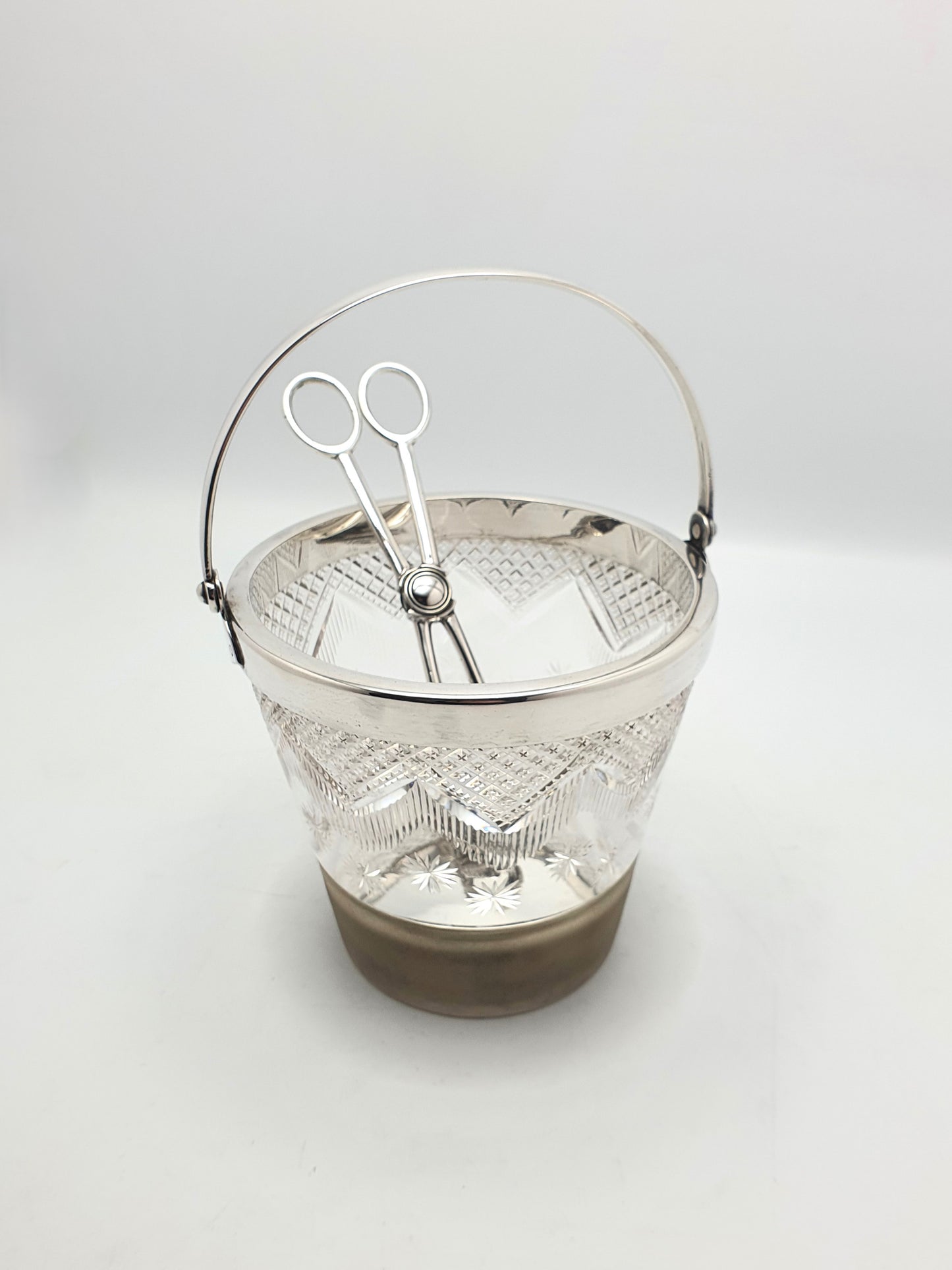 Art Deco Cut Glass Ice Bucket with Tongs - circa 1930
