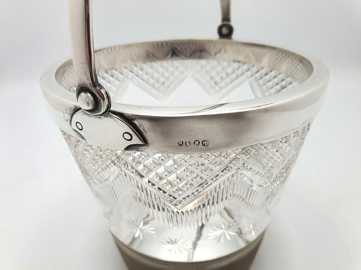 Art Deco Cut Glass Ice Bucket with Tongs - circa 1930