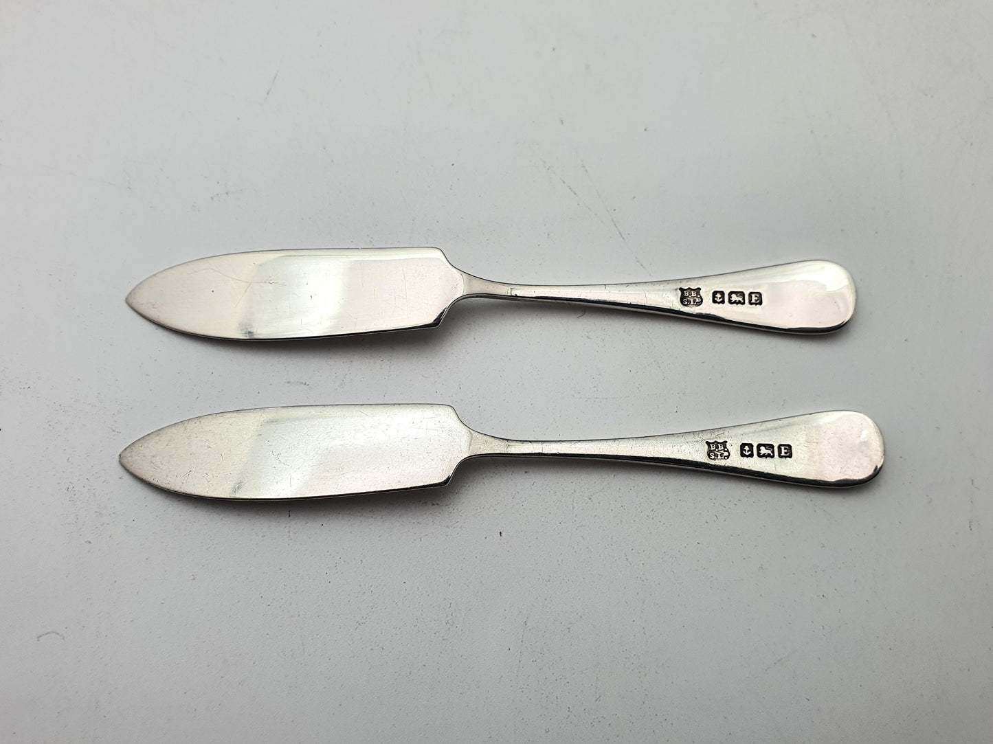 Cased Pair of Glass Butter Dishes and Silver Servers - 1929