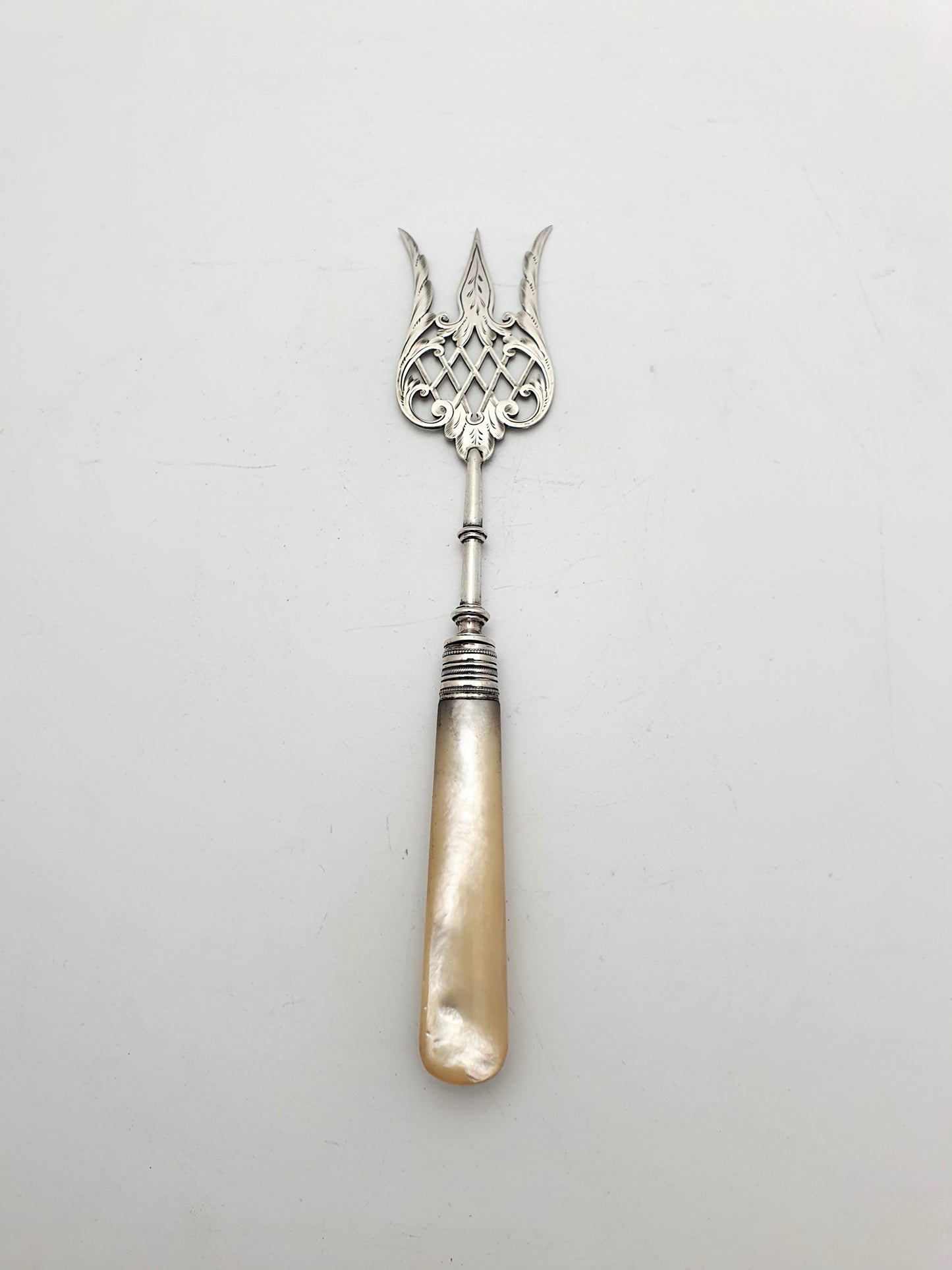 Lovely Solid Silver and Mother of Pearl Serving Fork - 1913