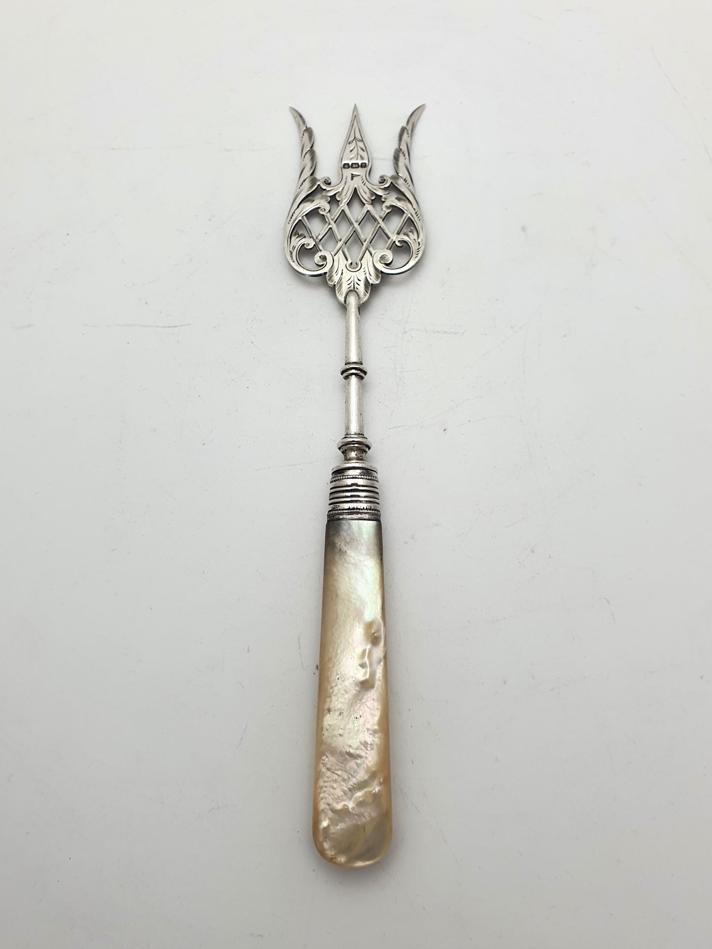 Lovely Solid Silver and Mother of Pearl Serving Fork - 1913