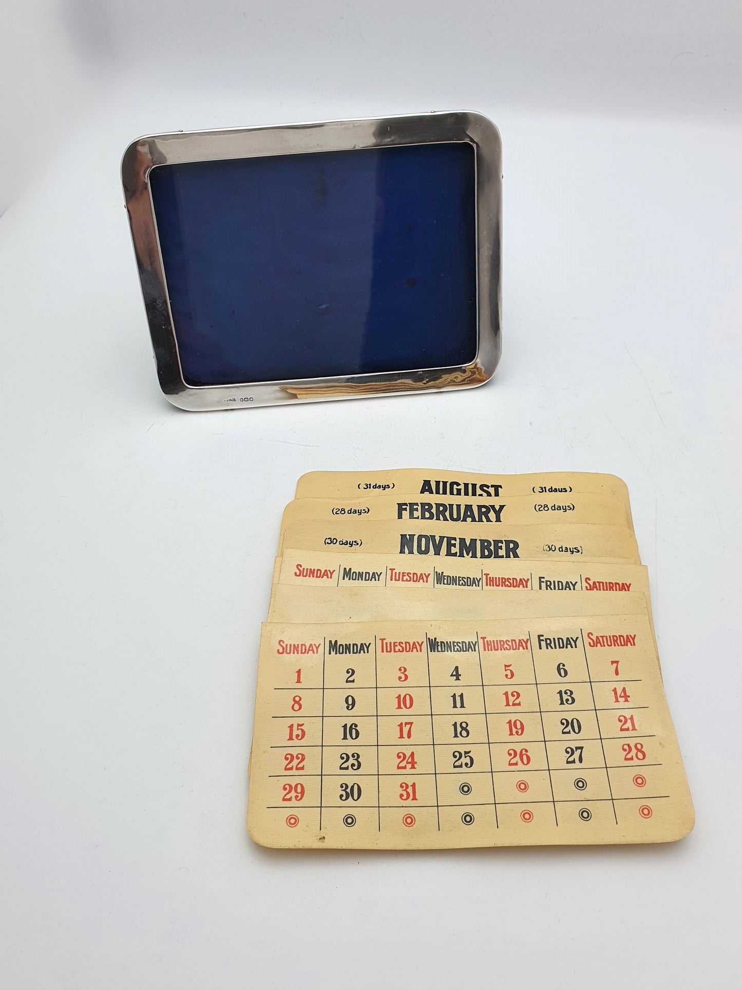 Nice Silver Framed Calendar - 1916