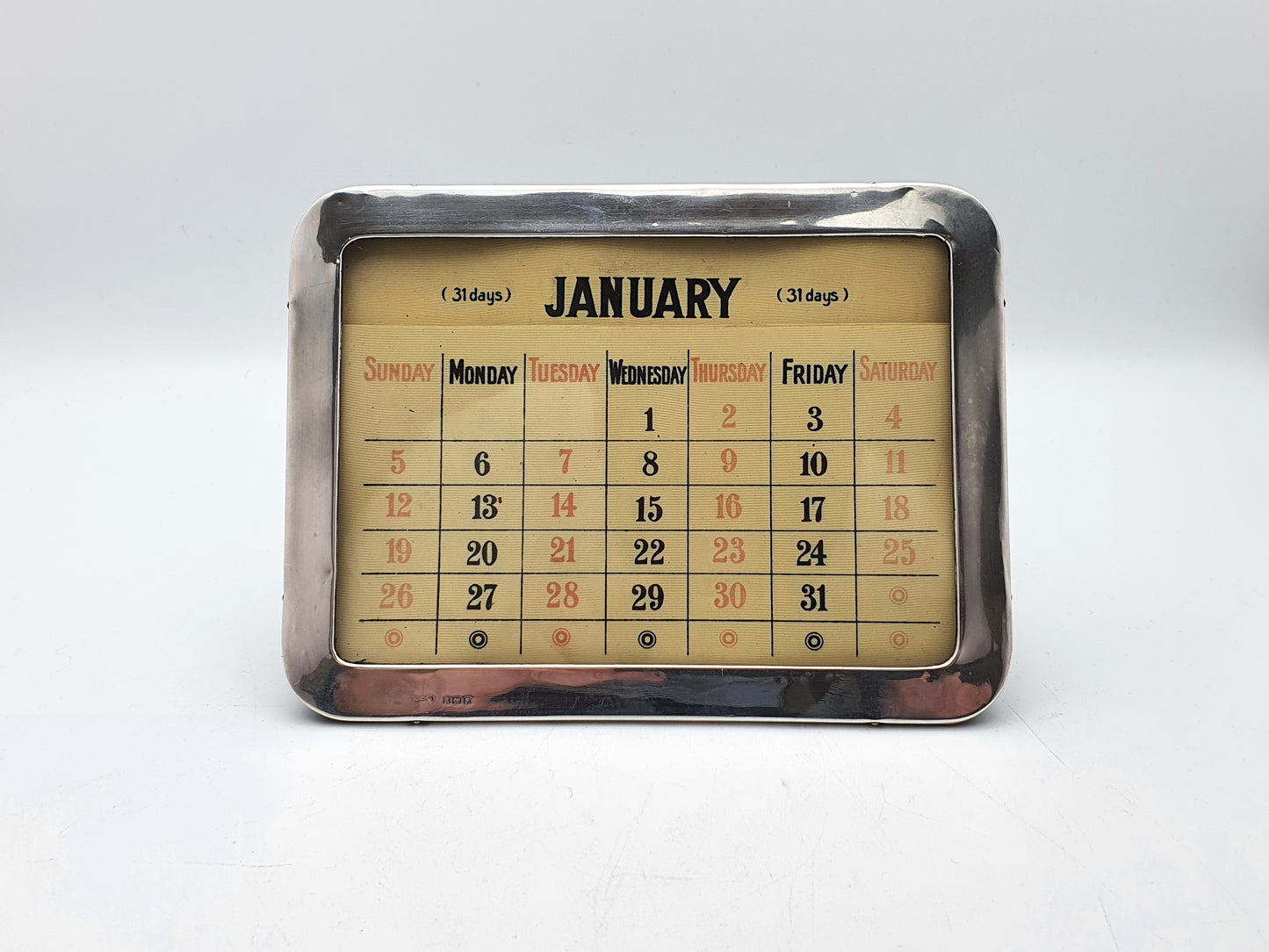 Nice Silver Framed Calendar - 1916