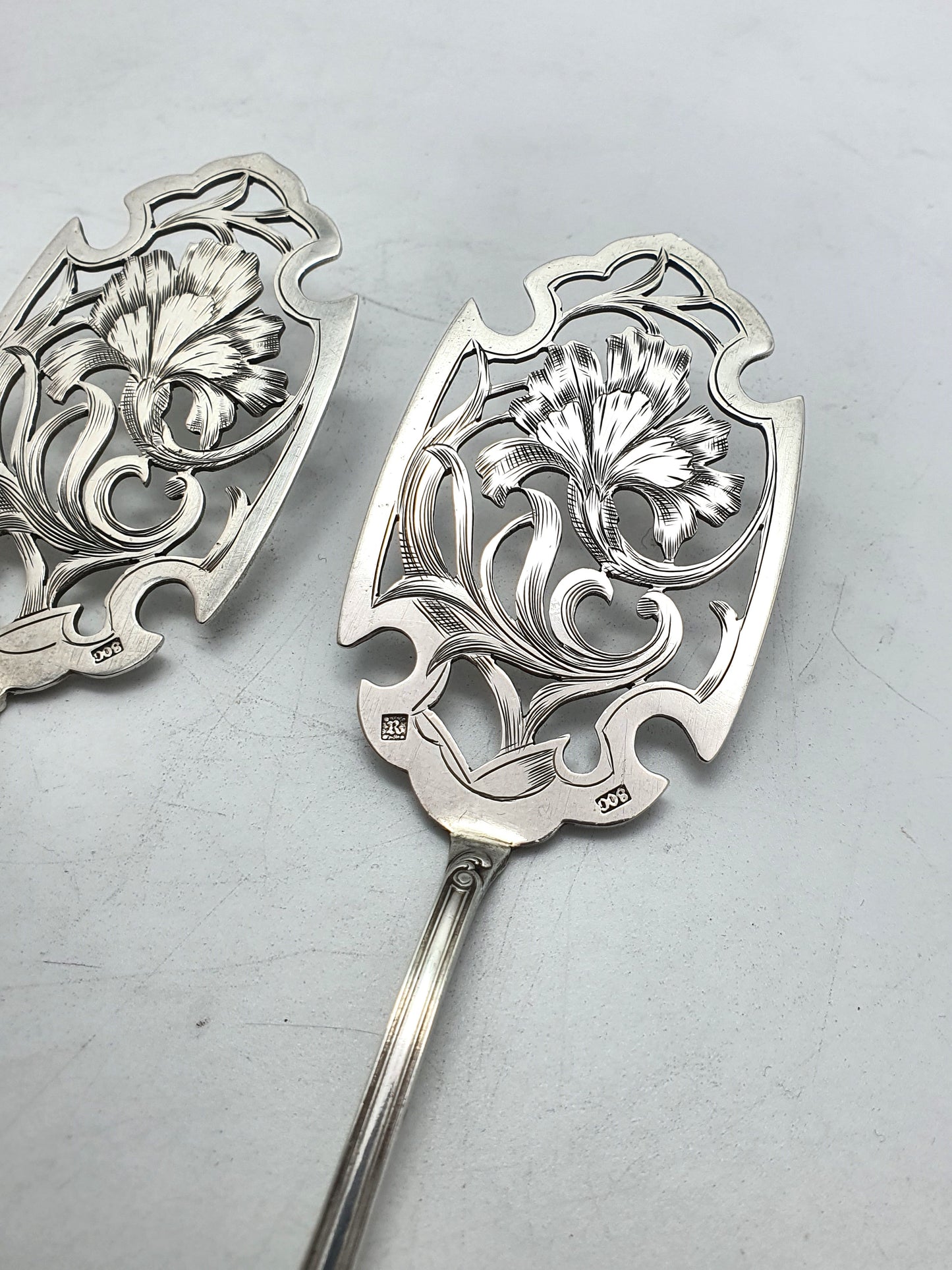 Nice Continental Pair of Solid Silver Servers – circa 1900