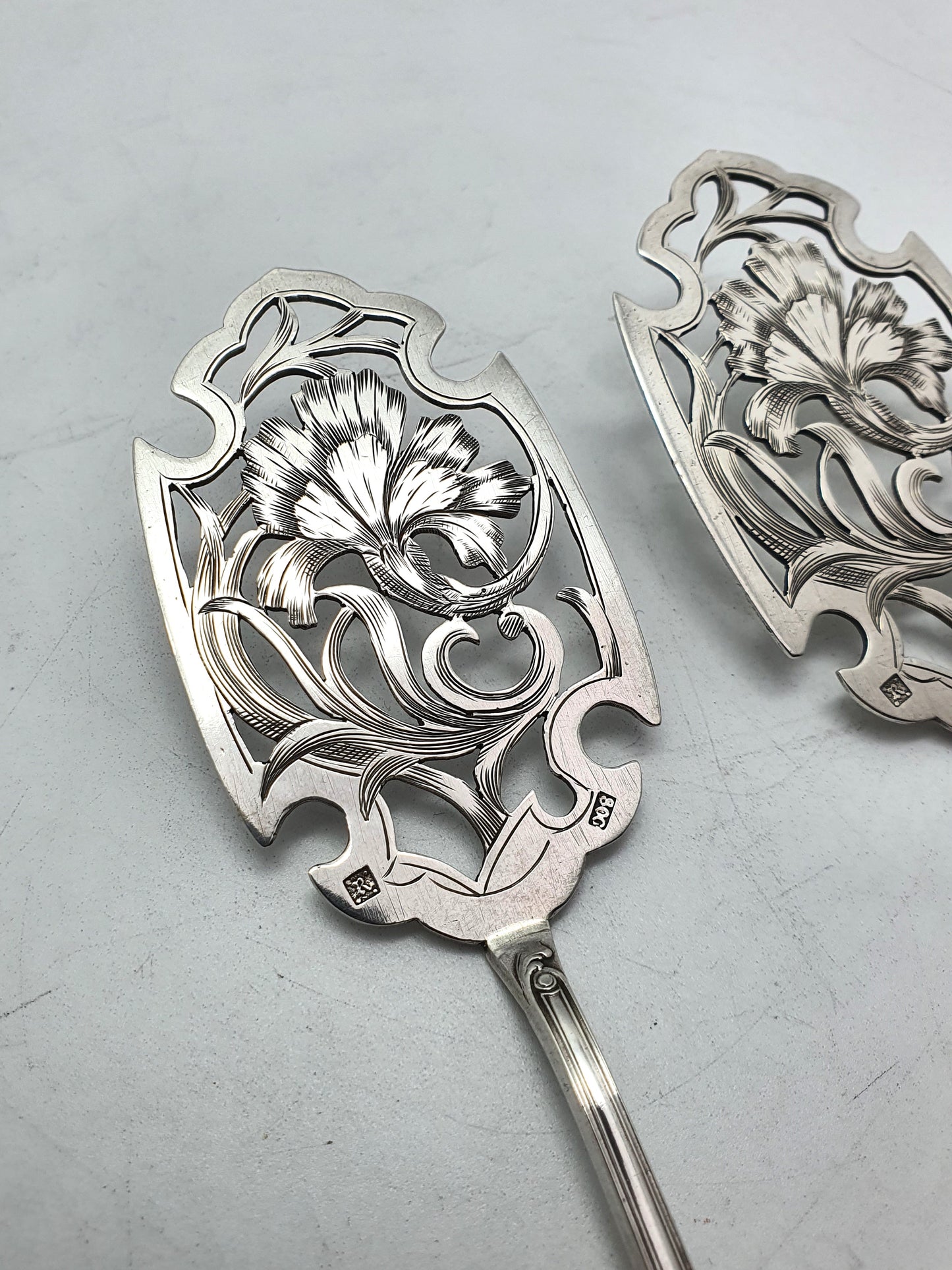 Nice Continental Pair of Solid Silver Servers – circa 1900