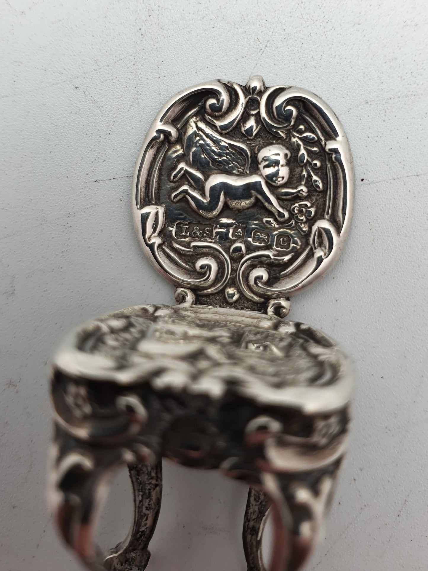 Lovely Edwardian Miniature Solid Silver Chair - 1902