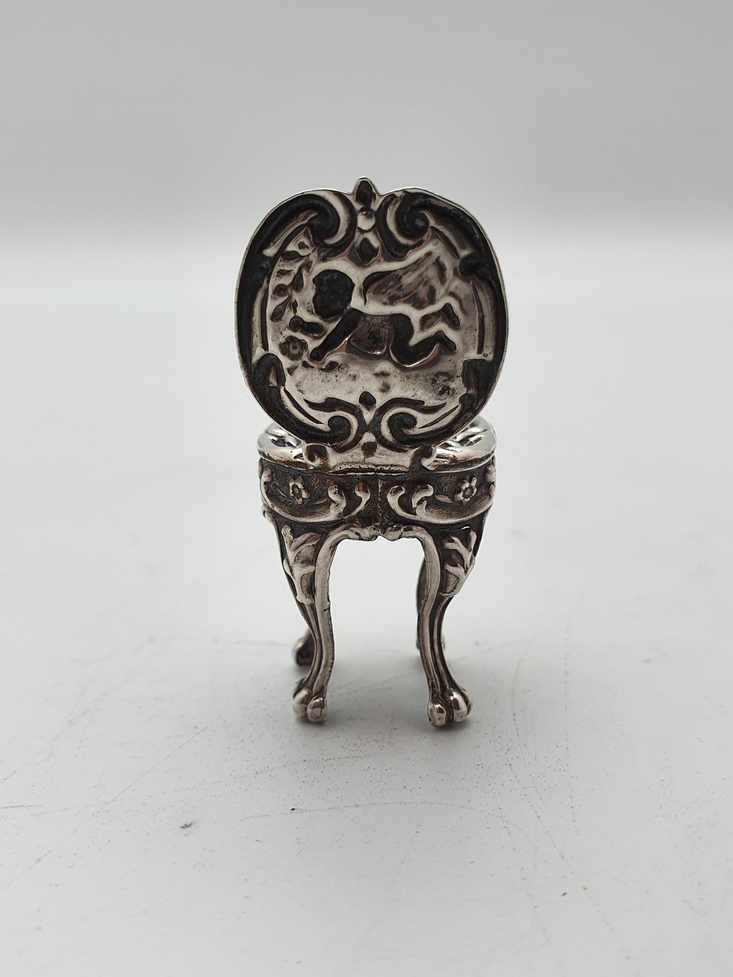 Lovely Edwardian Miniature Solid Silver Chair - 1902