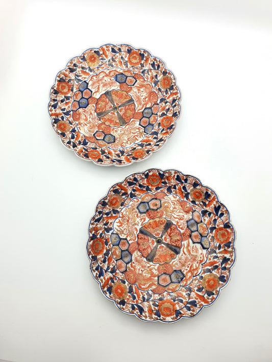 Gorgeous Pair of Decorative Imari Plates - circa 1880