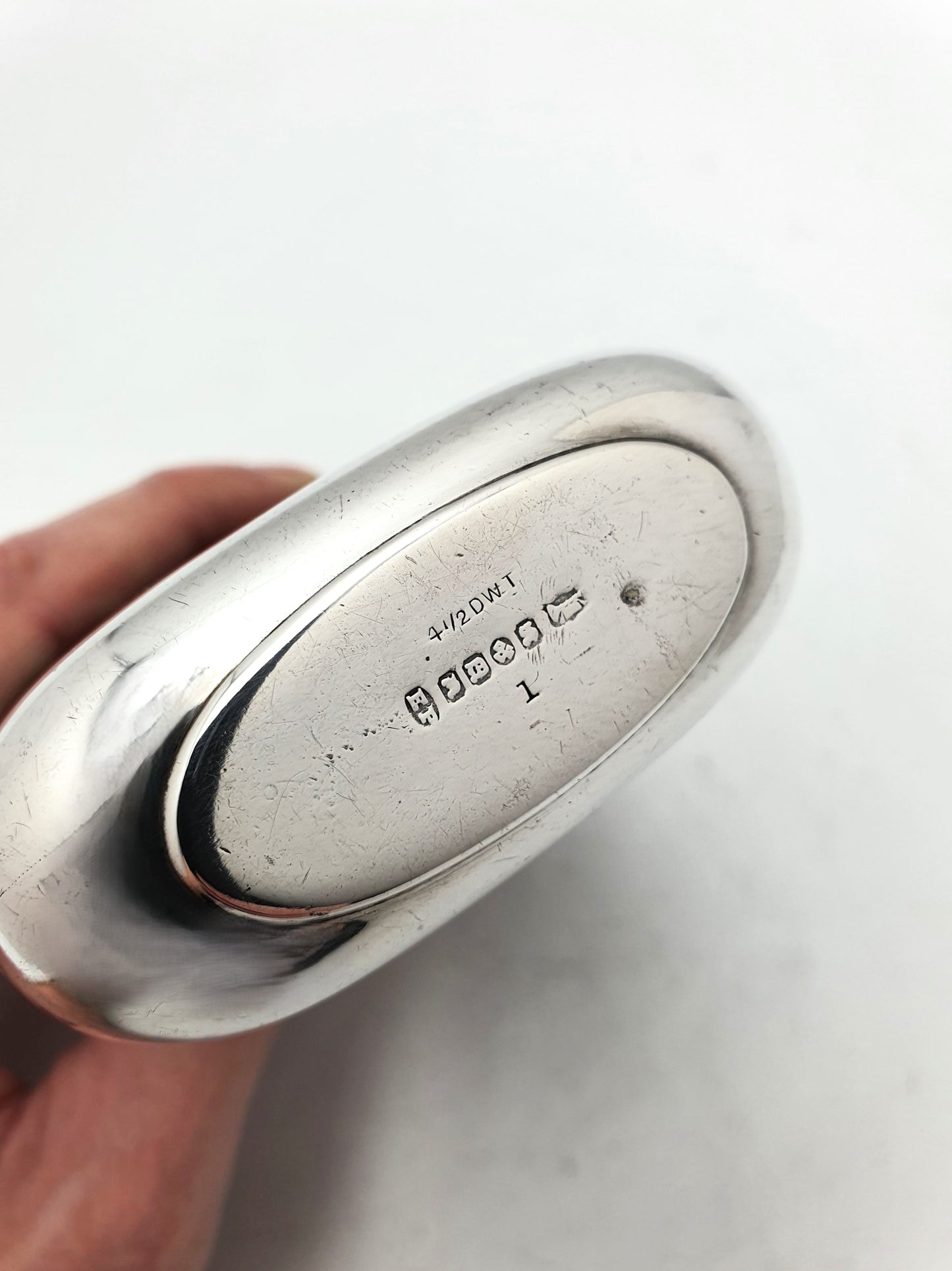 Handsome English Antique Silver Plate and Leather Hip Flask - circa 1920