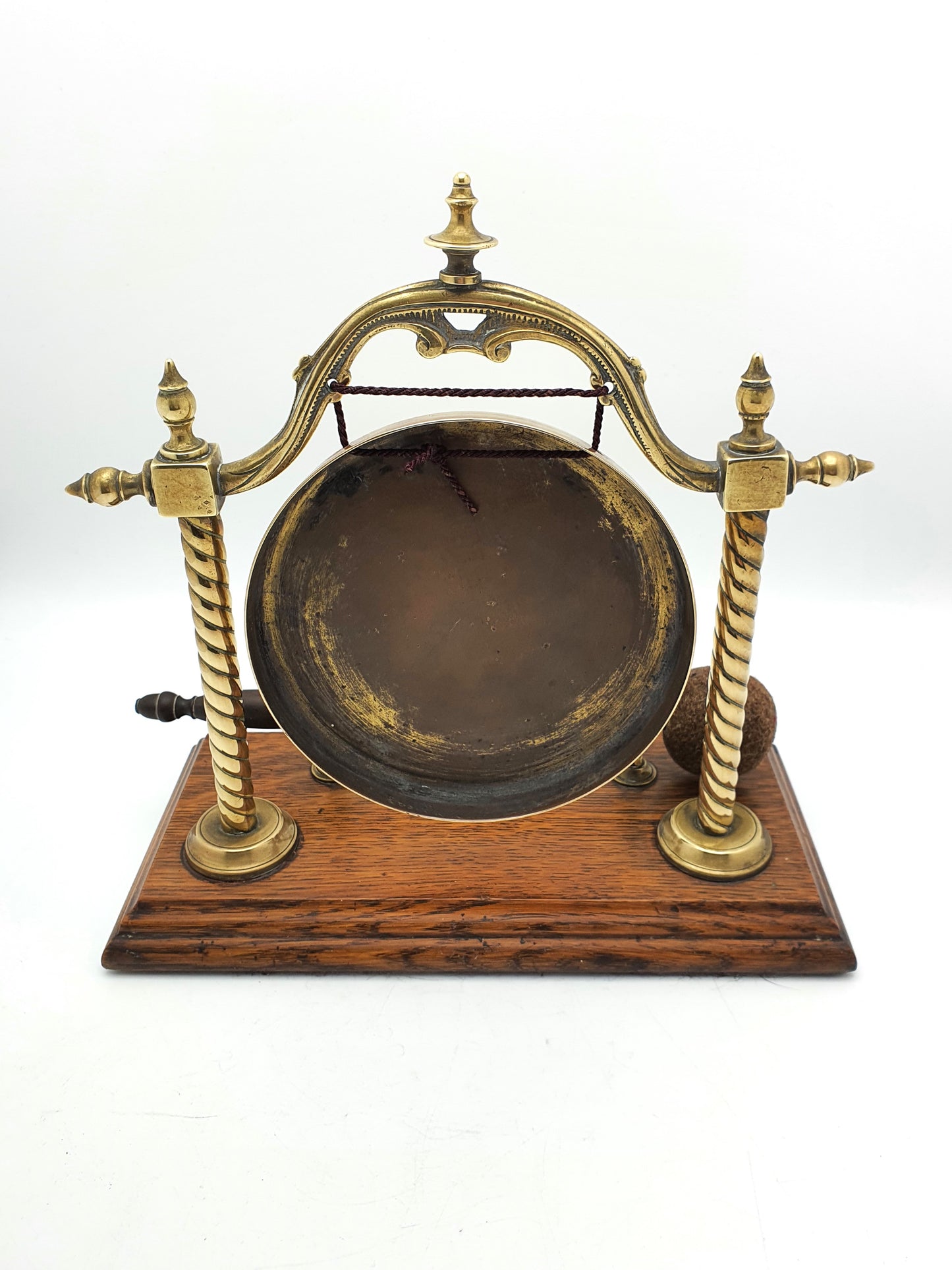 Lovely Edwardian Brass and Oak Dinner Gong - circa 1905