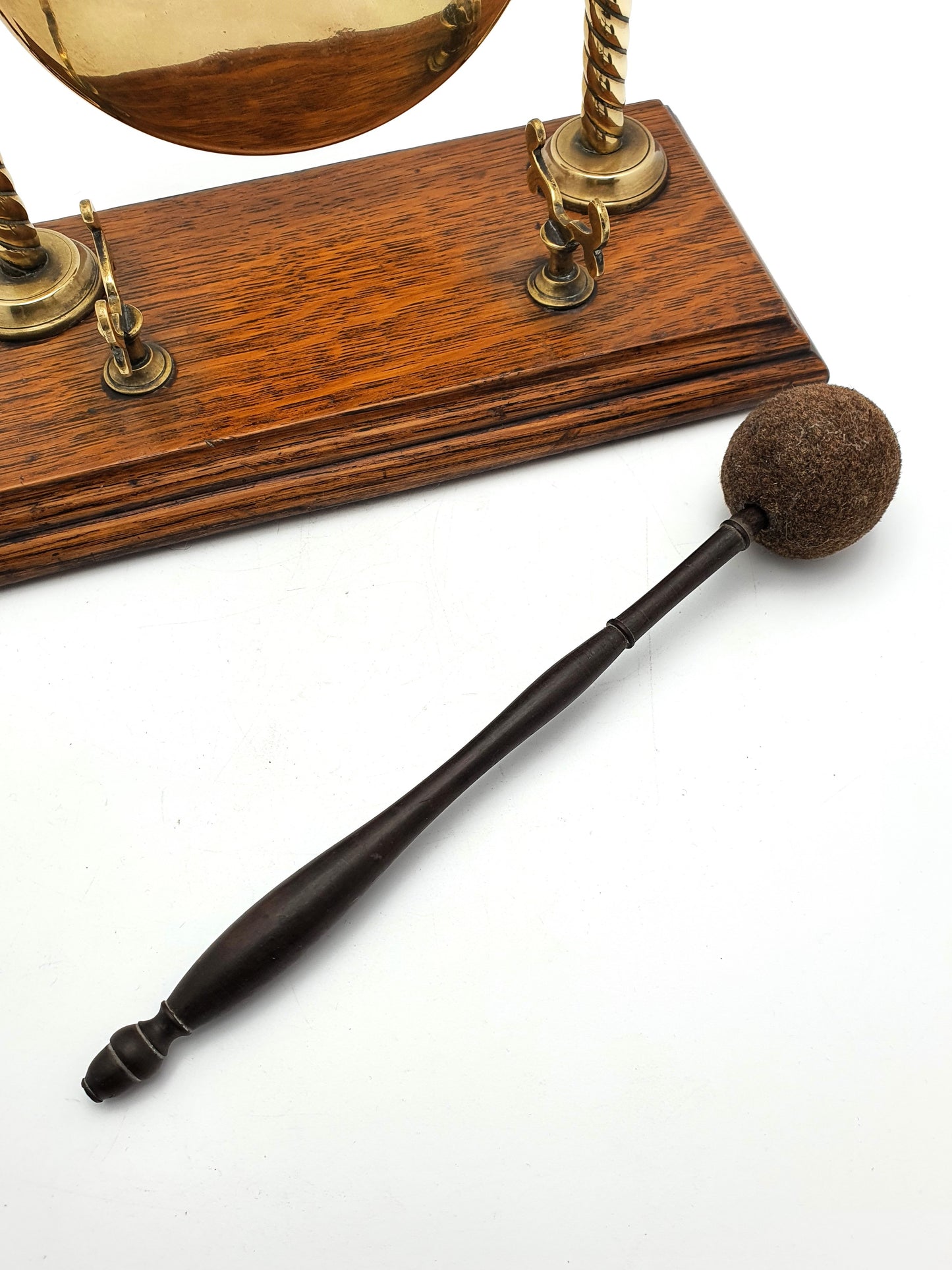 Lovely Edwardian Brass and Oak Dinner Gong - circa 1905