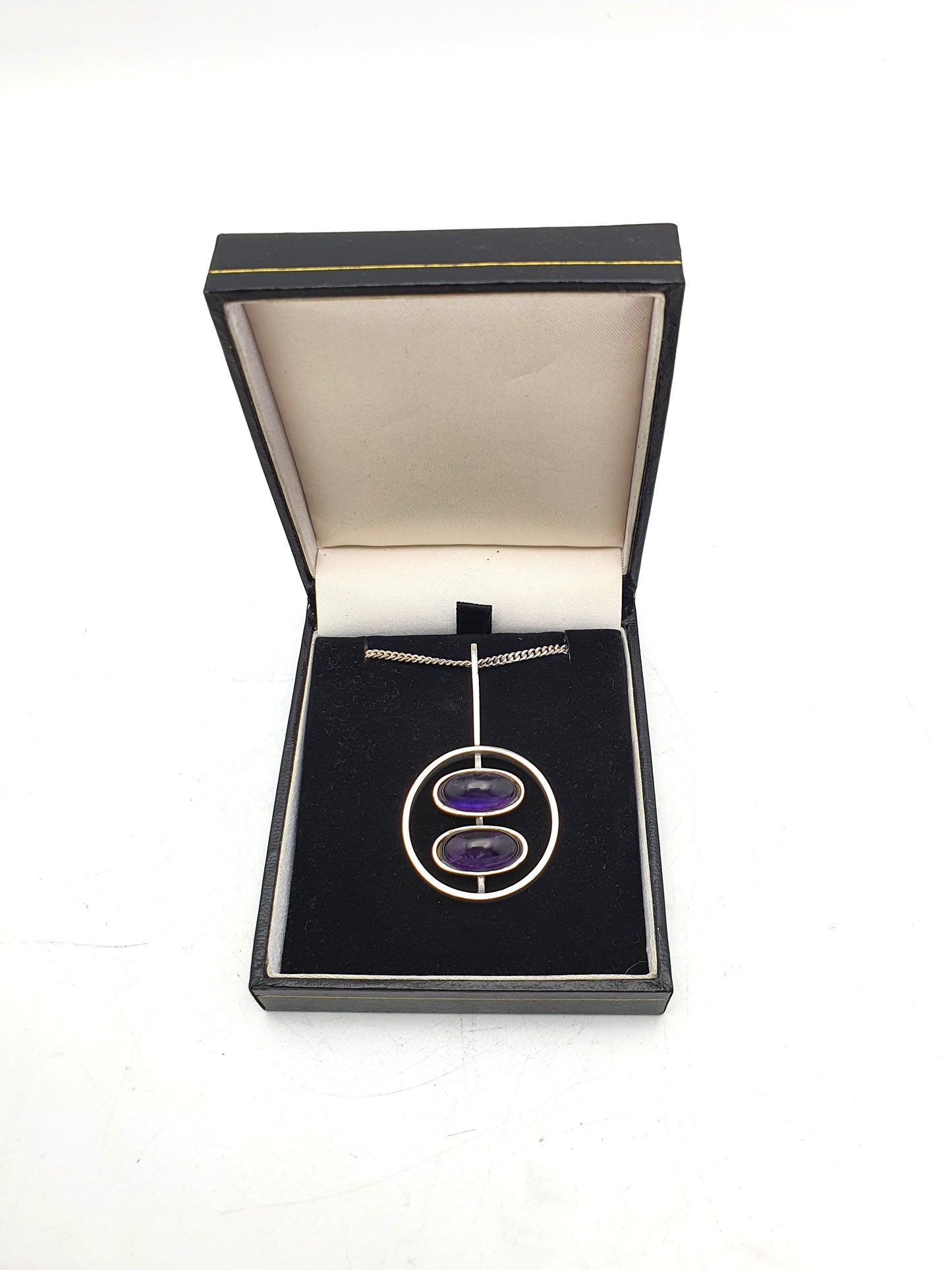 Lovely Danish Silver Amethyst Pendant – circa 1960