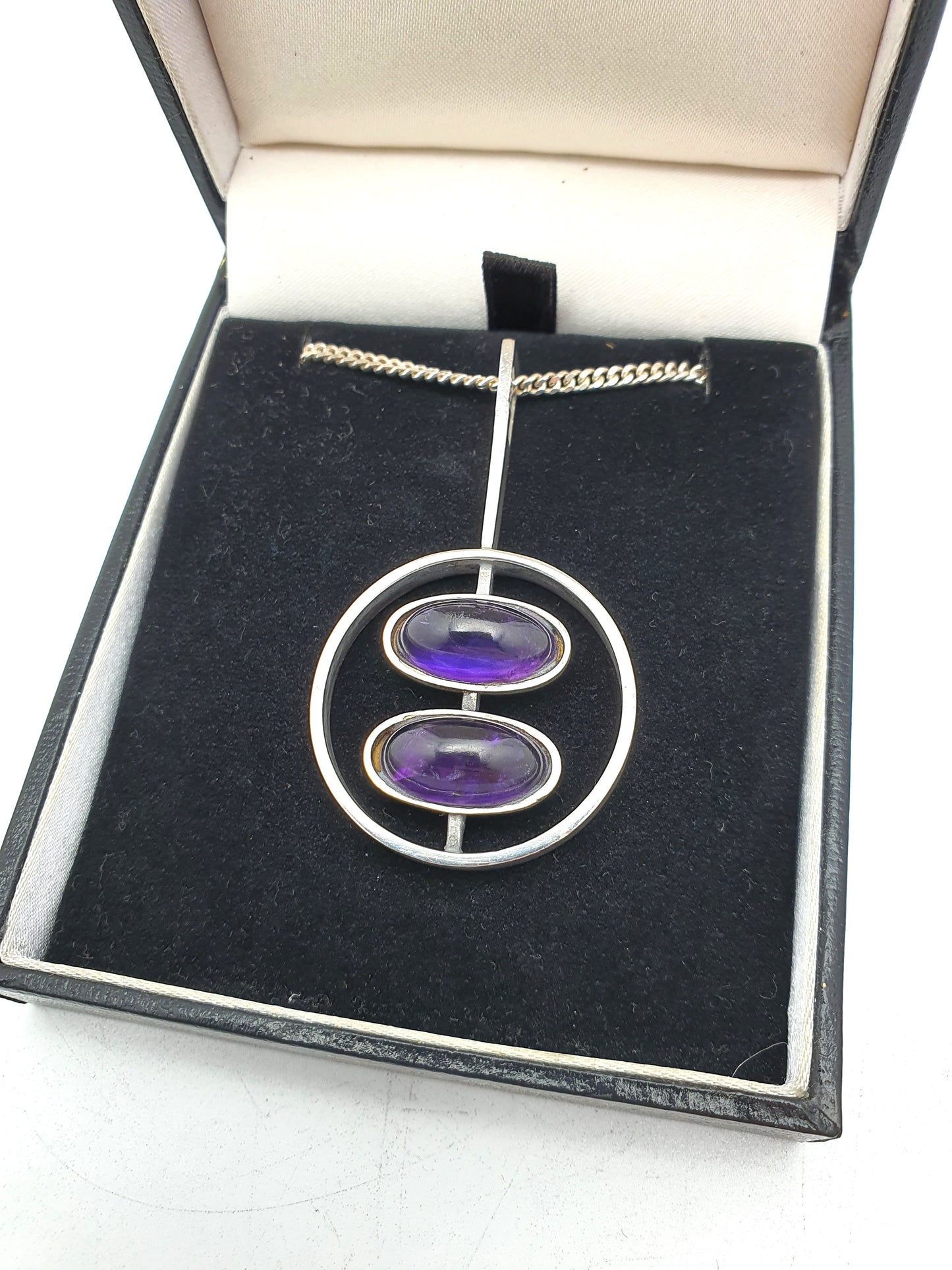 Lovely Danish Silver Amethyst Pendant – circa 1960