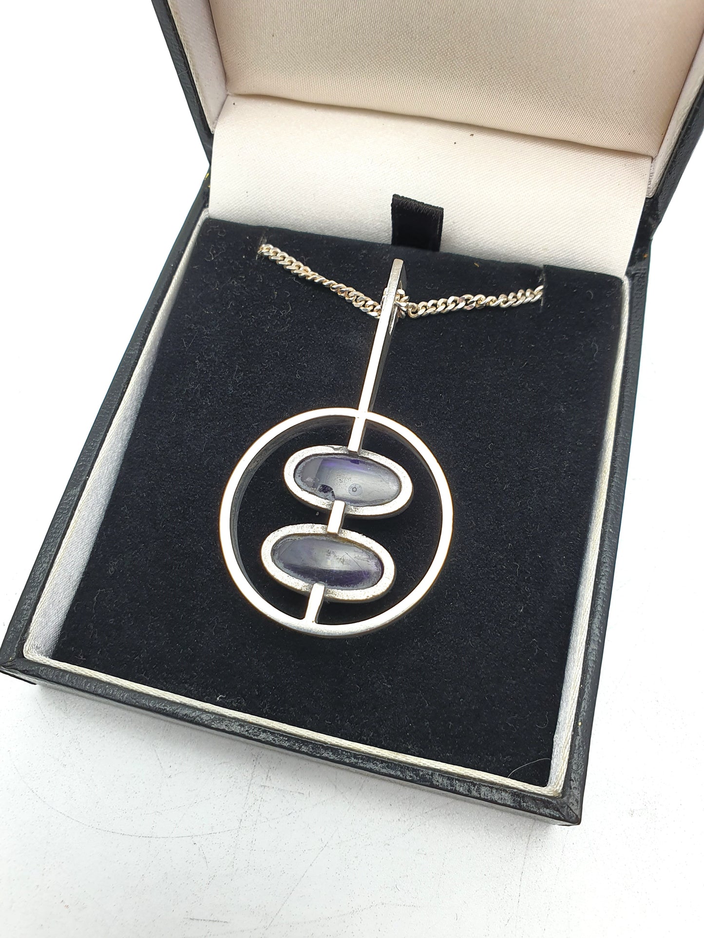 Lovely Danish Silver Amethyst Pendant – circa 1960