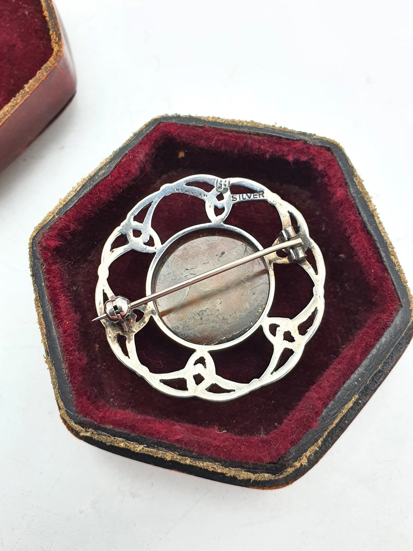 Lovely Iona Scottish Silver and Moss Agate Brooch – circa 1930