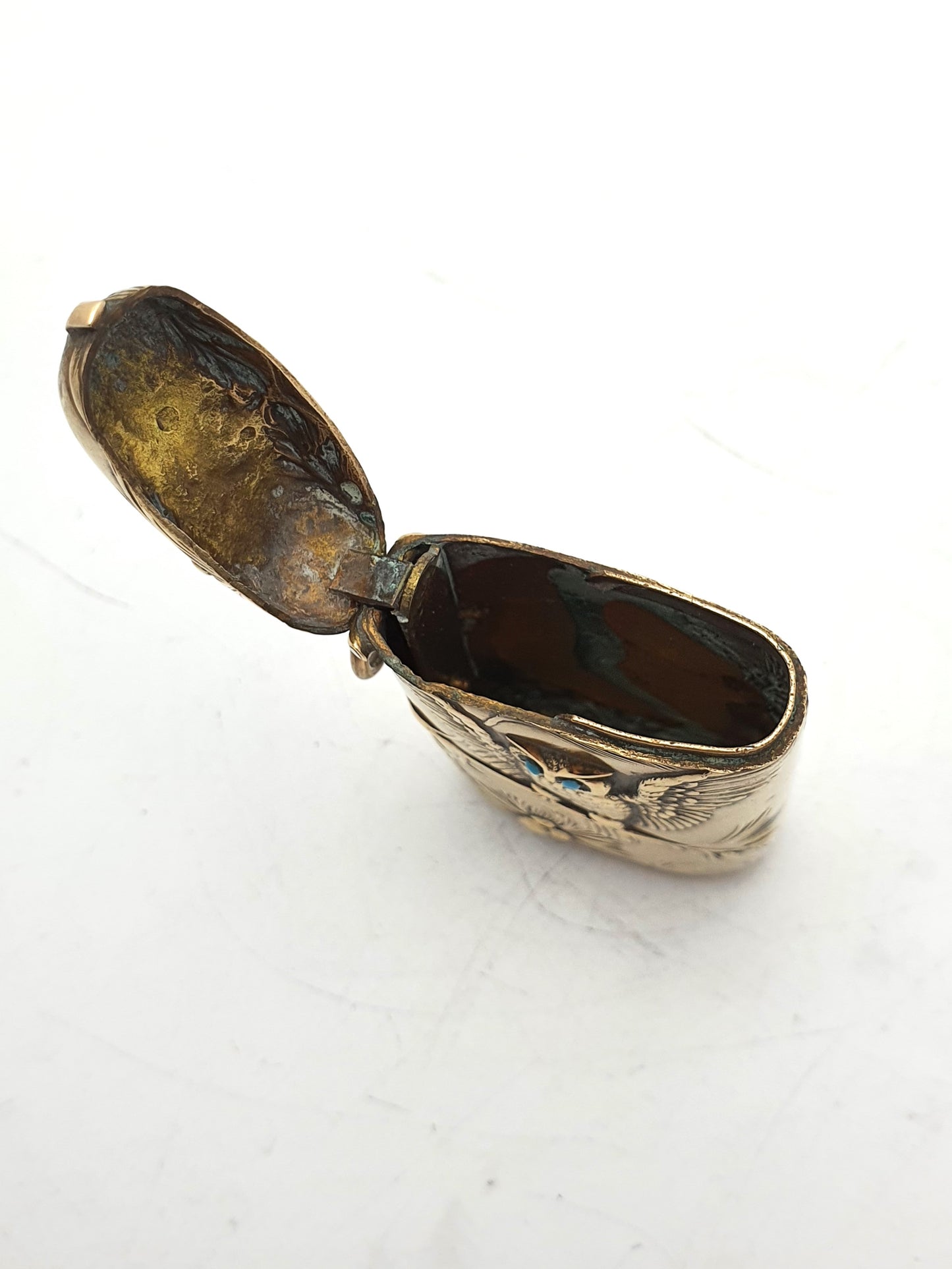 Nice Brass Owl Vesta Box – circa 1910