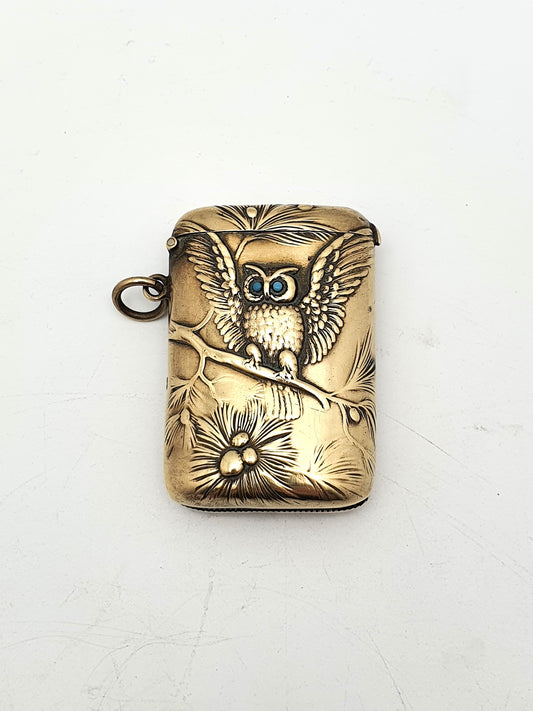 Nice Brass Owl Vesta Box – circa 1910