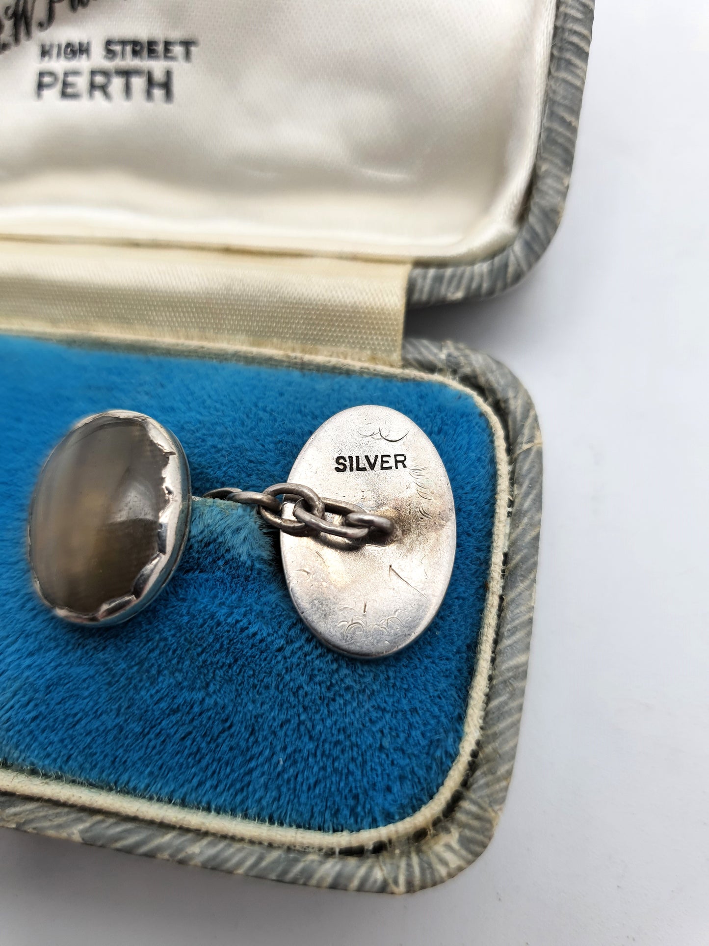 Nice Pair of Silver and Agate Cufflinks – circa 1920