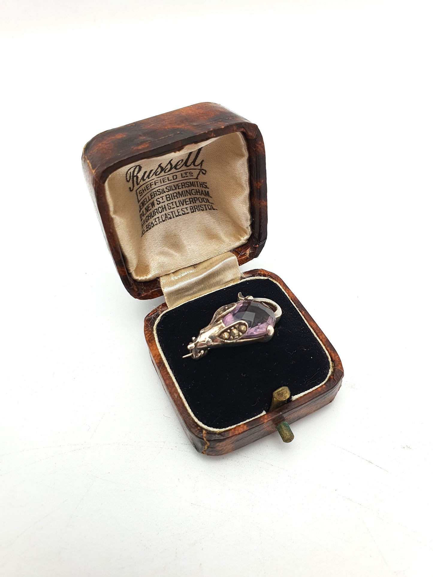 Lovely Silver and Amethyst Mouse Brooch – circa 1970