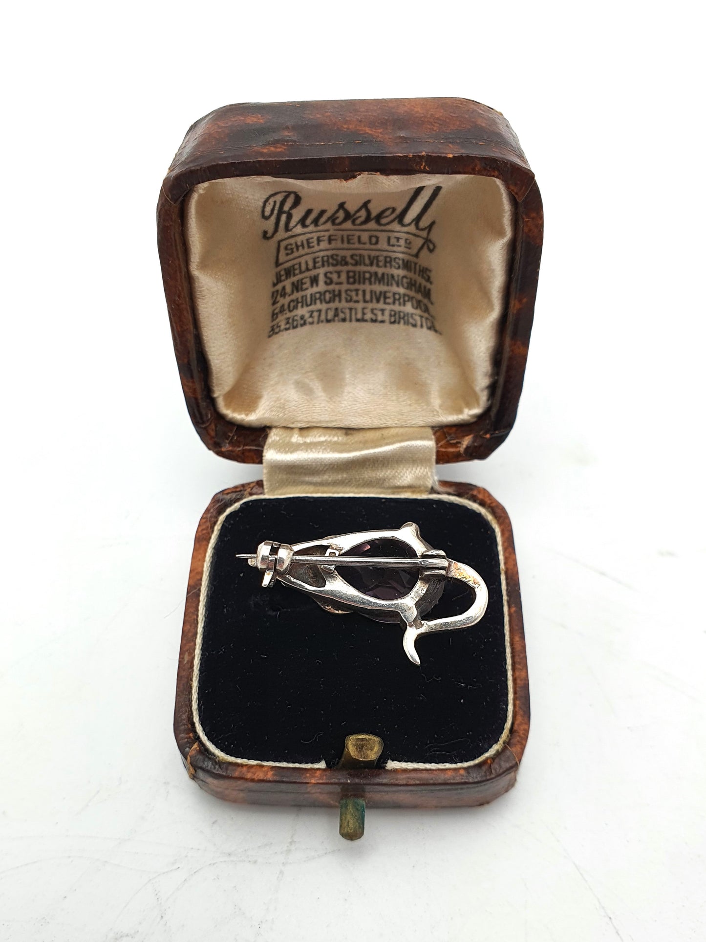 Lovely Silver and Amethyst Mouse Brooch – circa 1970