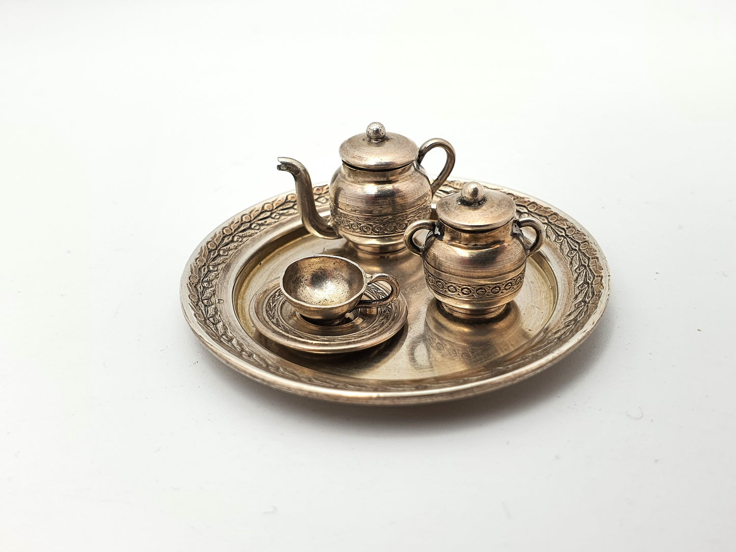 Nice Continental Silver Miniature Tea Set on Tray – circa 1920