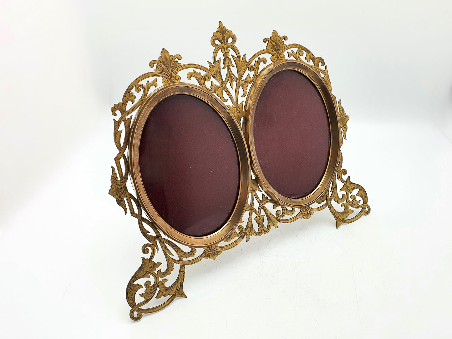 Splendid Victorian Gilded Brass Double Photo Frame - circa 1890