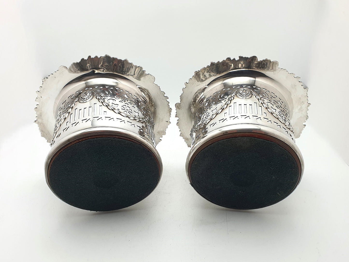 Pair of Lovely Large Silver-Plated Wine Coasters - circa 1920