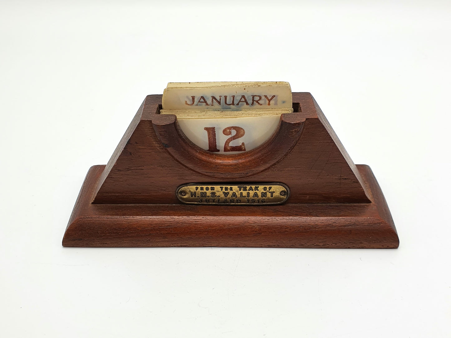 Unusual Calendar made from the Teak of HMS Valiant - 1916