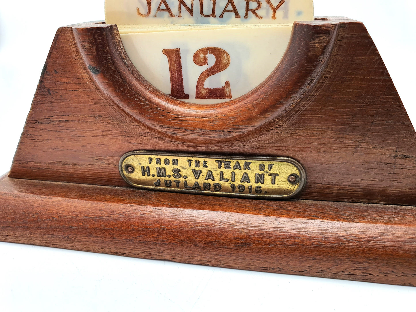 Unusual Calendar made from the Teak of HMS Valiant - 1916
