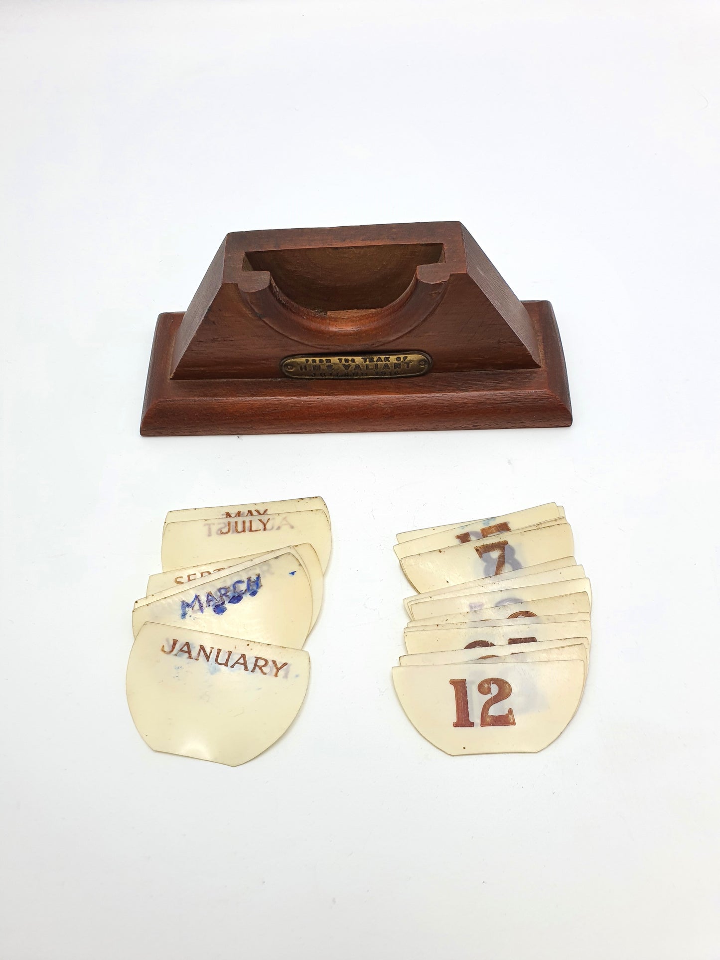 Unusual Calendar made from the Teak of HMS Valiant - 1916