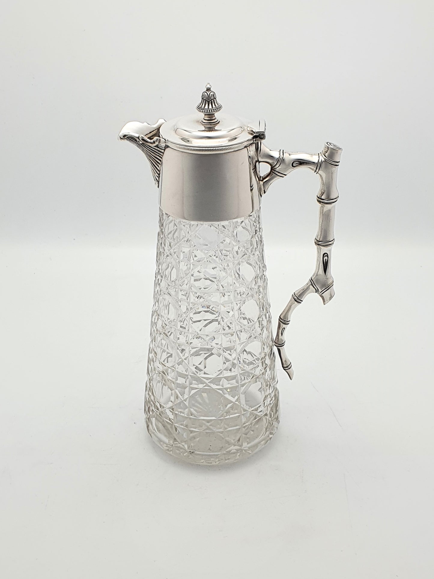 Nice Antique Edwardian Cut Glass and Silver-Plated Claret Jug - circa 1905