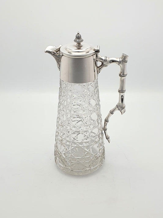 Nice Antique Edwardian Cut Glass and Silver-Plated Claret Jug - circa 1905